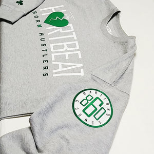 CREWNECK HartBeat "White, Kelly Green & Grey"